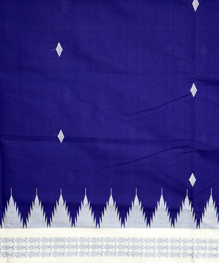 Catalina blue white cotton handloom bomkai saree