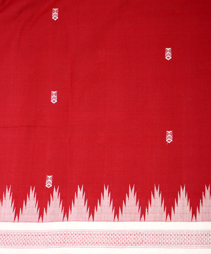 Red white cotton handloom bomkai saree