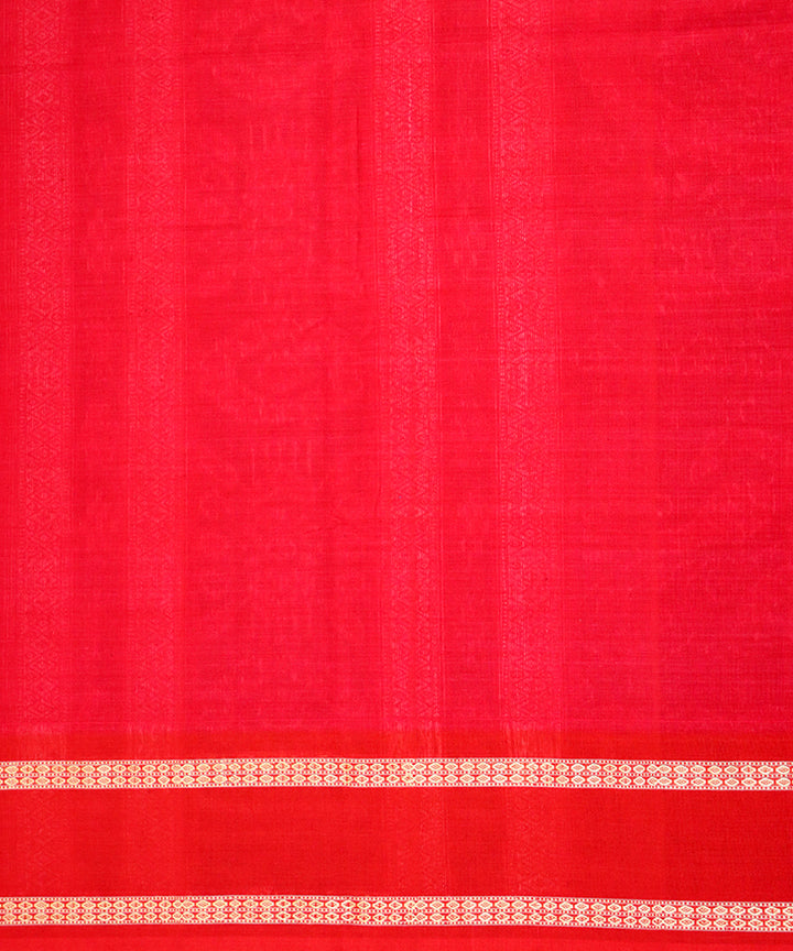 Sky blue red cotton handloom bomkai saree