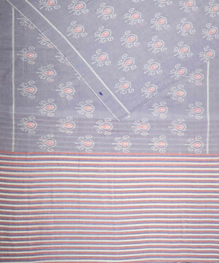 Cool grey cotton handloom sambalpuri saree