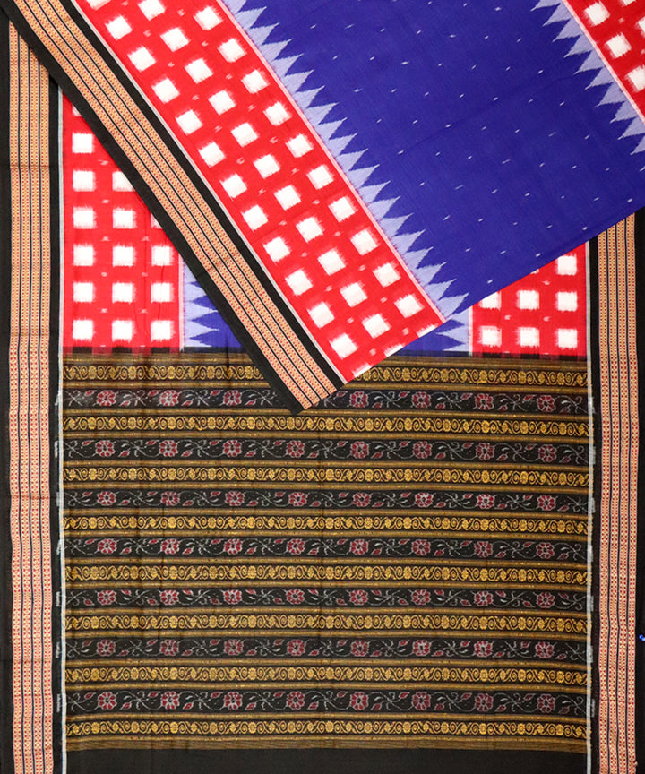 Royal blue black cotton handloom sambalpuri saree