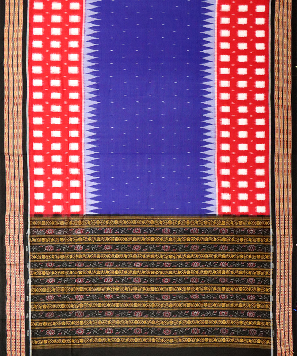 Royal blue black cotton handloom sambalpuri saree