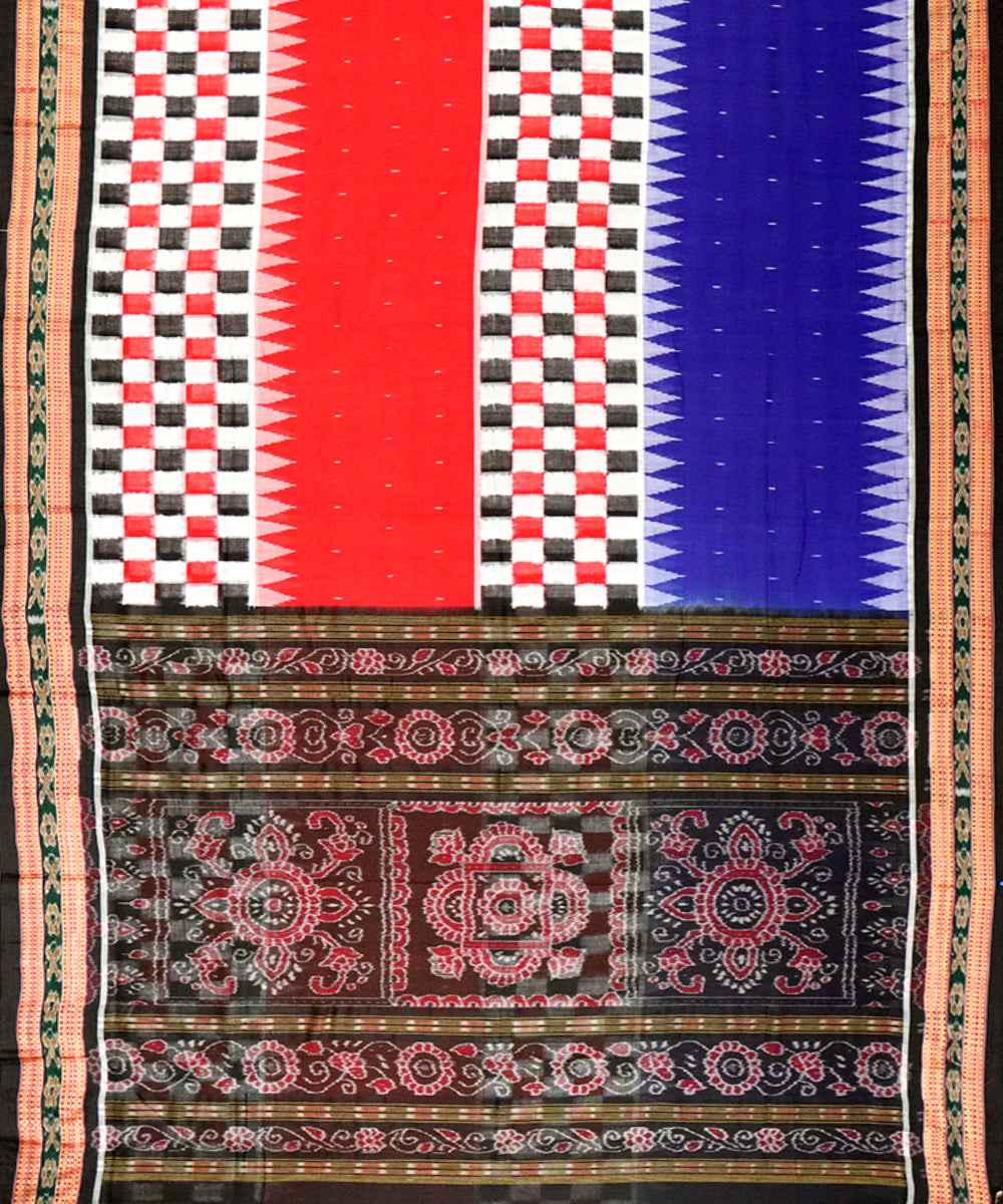 Multicolor black cotton handloom sambalpuri saree