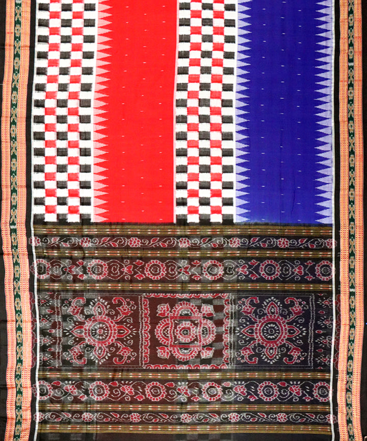 Multicolor black cotton handloom sambalpuri saree