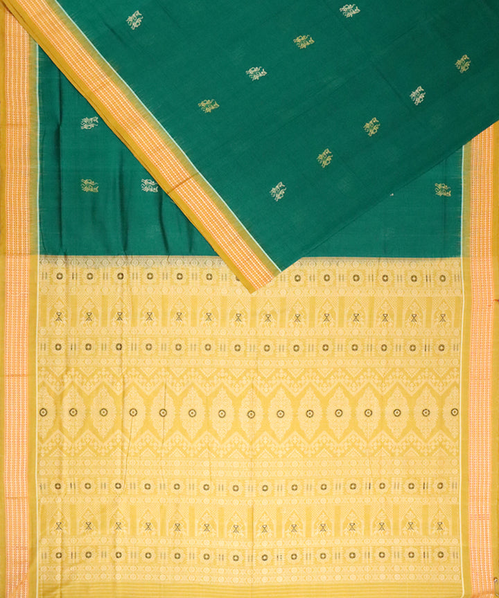 Castleton green bistre brown cotton handloom bomkai saree