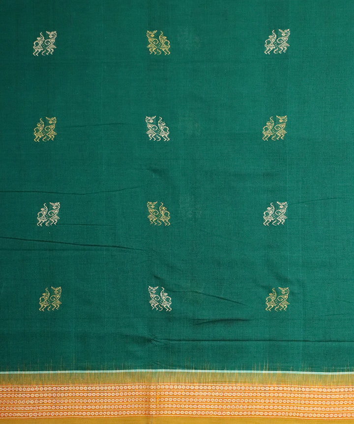 Castleton green bistre brown cotton handloom bomkai saree