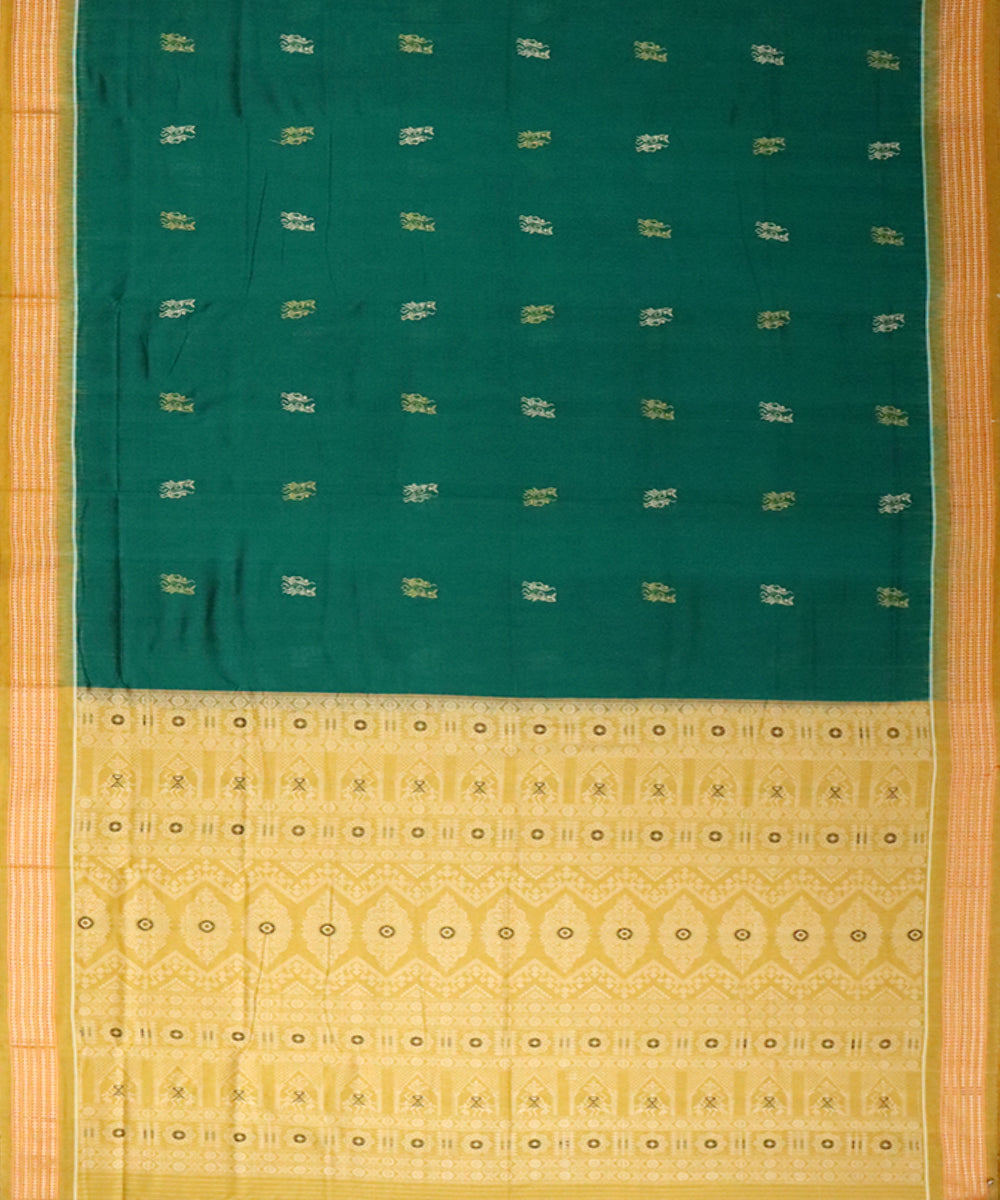 Castleton green bistre brown cotton handloom bomkai saree