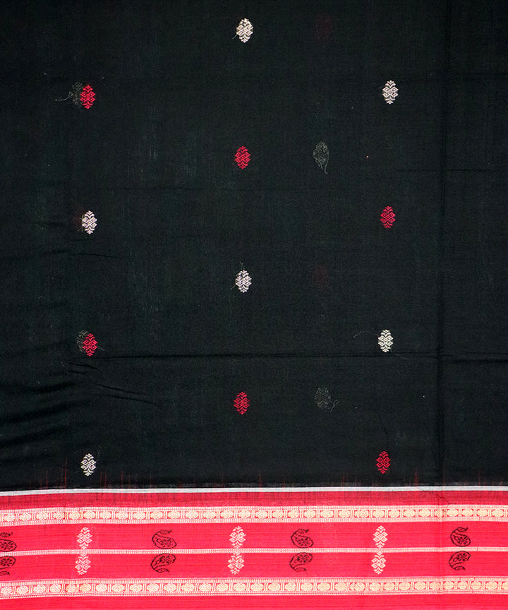 Black red cotton handloom bomkai saree