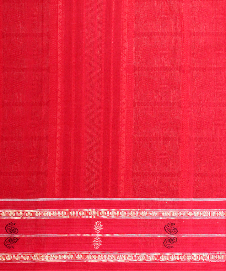 Black red cotton handloom bomkai saree