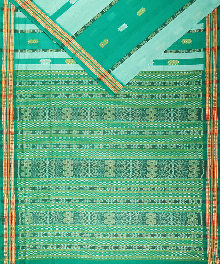 Bottle green cotton handloom bomkai saree