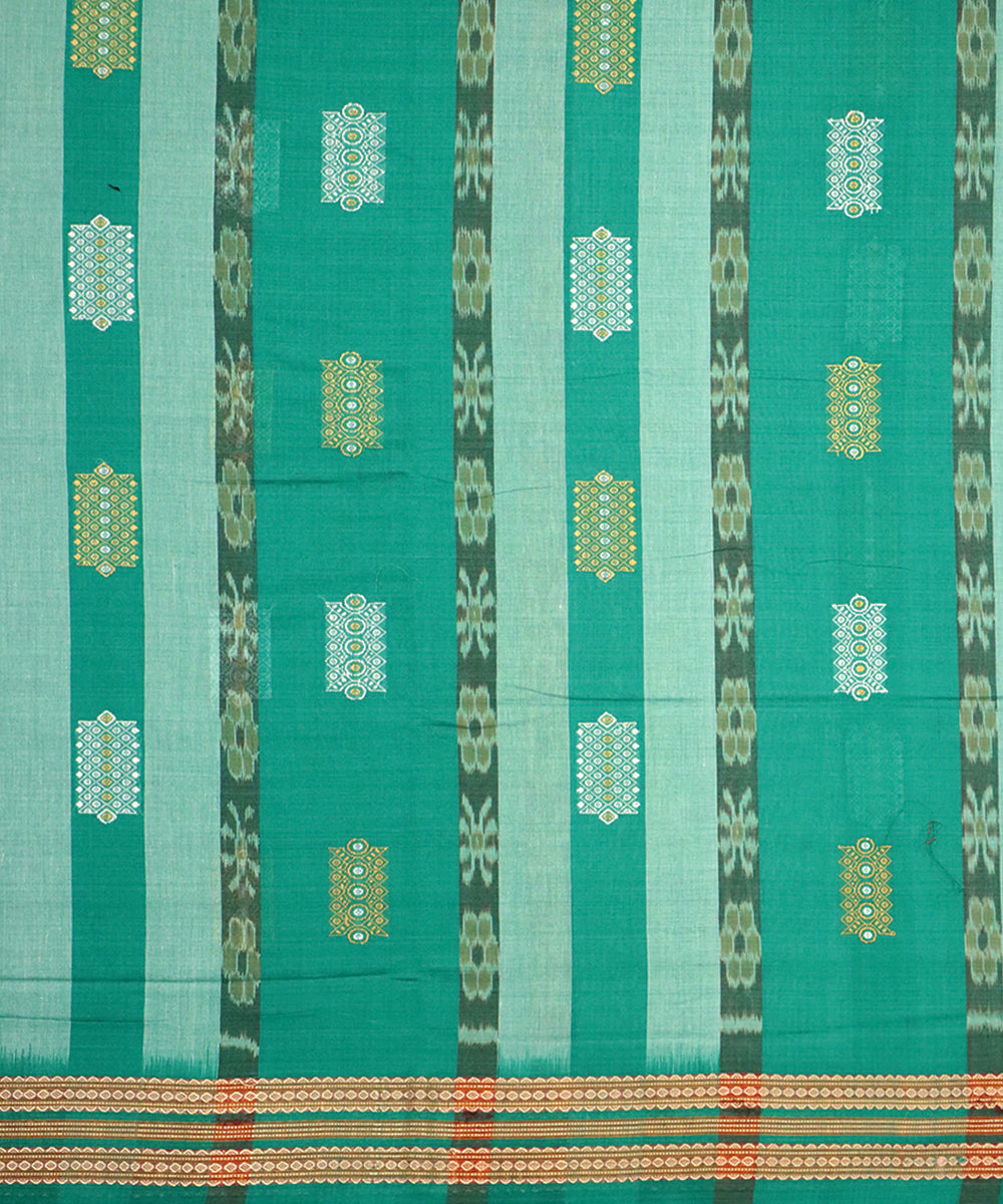 Bottle green cotton handloom bomkai saree