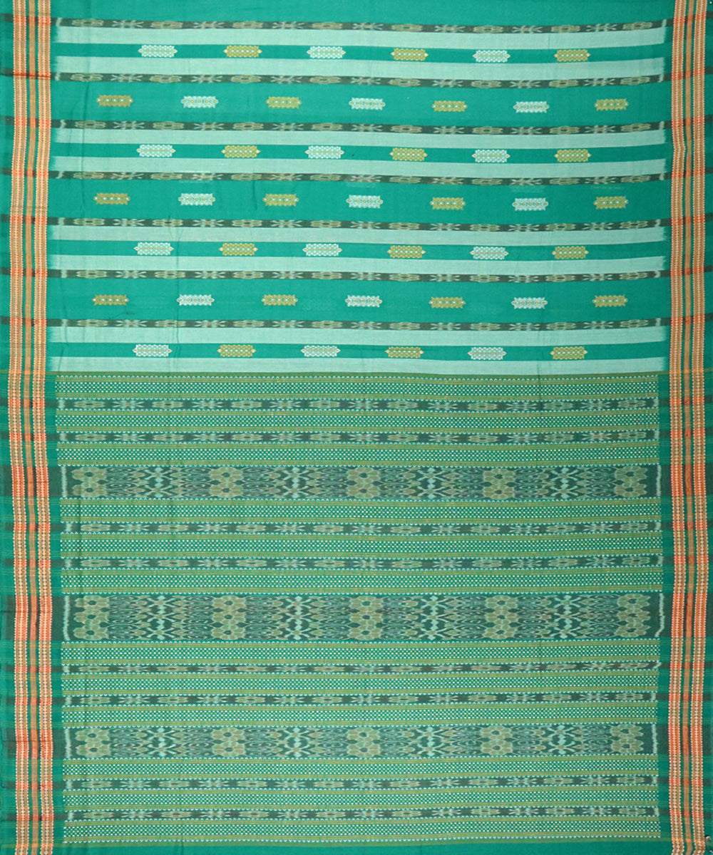 Bottle green cotton handloom bomkai saree