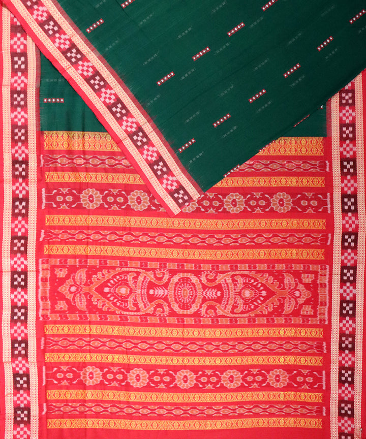 Dark green maroon cotton handloom bomkai saree