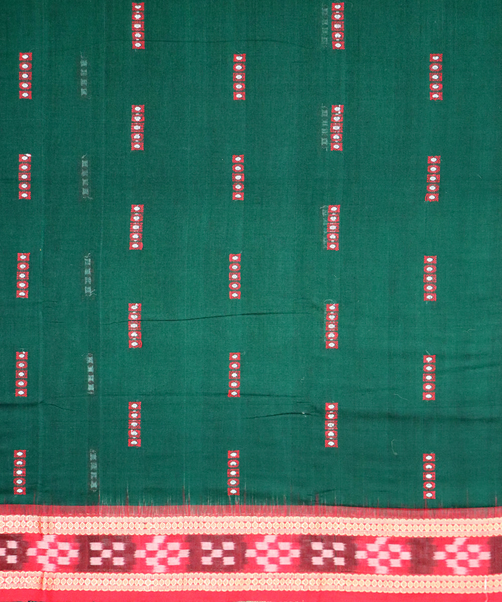 Dark green maroon cotton handloom bomkai saree