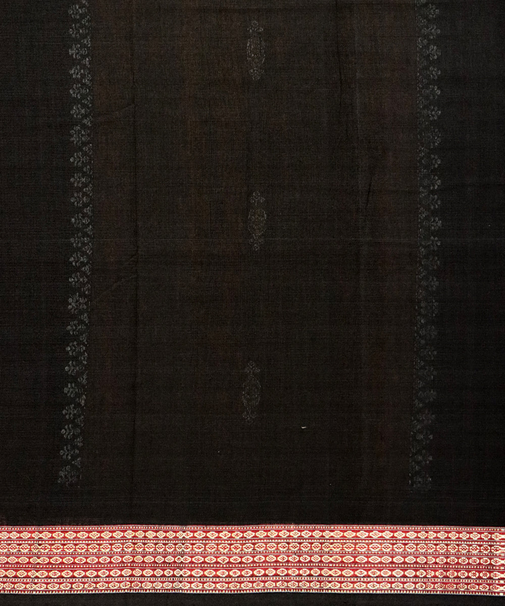 Flattery black cotton handloom bomkai saree