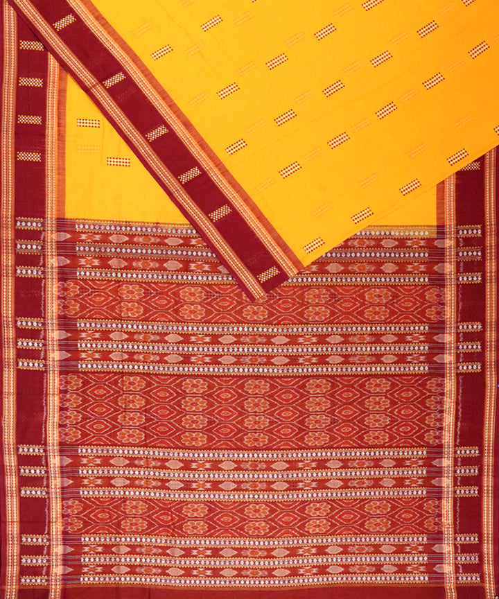 Deep saffron maroon cotton handloom bomkai saree