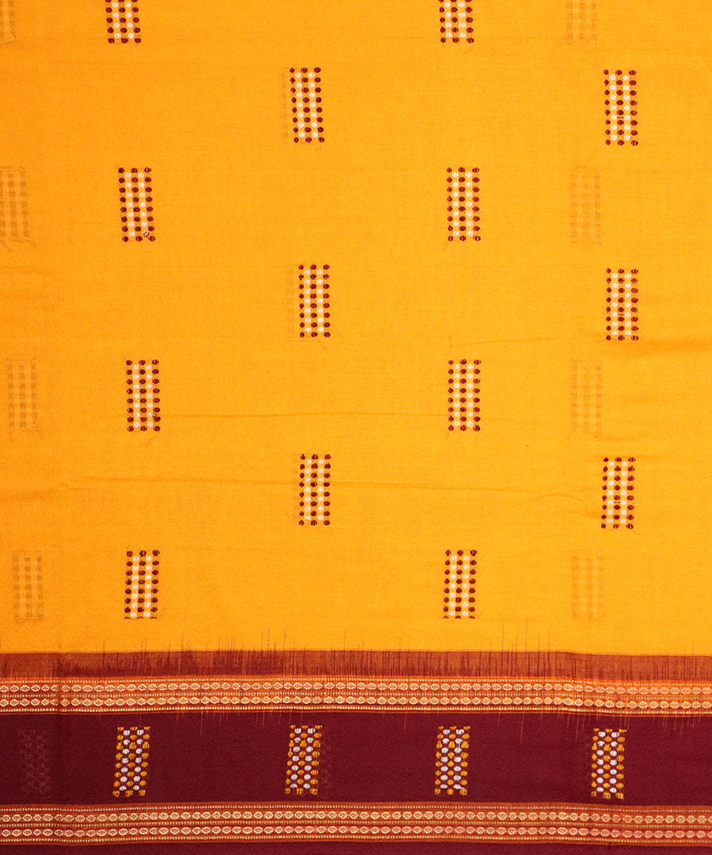 Deep saffron maroon cotton handloom bomkai saree