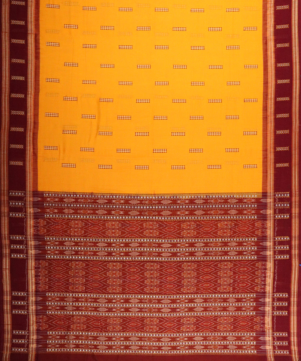 Deep saffron maroon cotton handloom bomkai saree