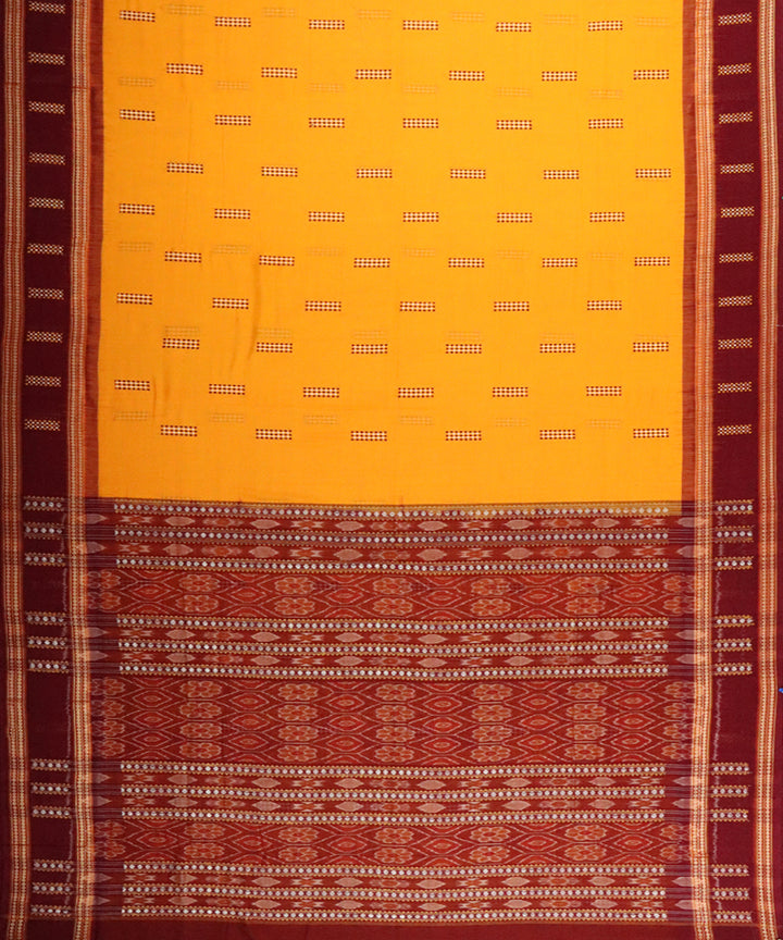 Deep saffron maroon cotton handloom bomkai saree