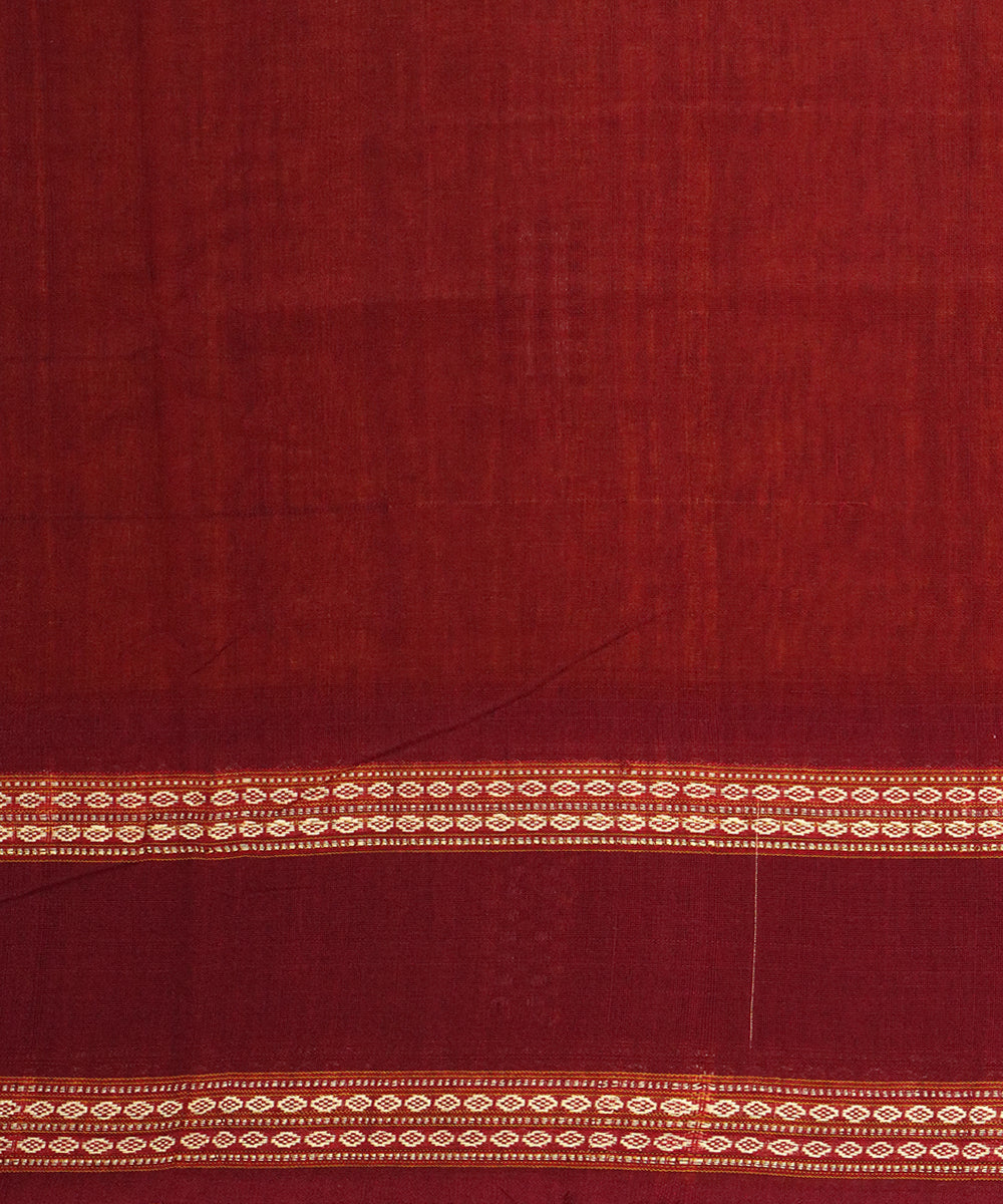 Deep saffron maroon cotton handloom bomkai saree