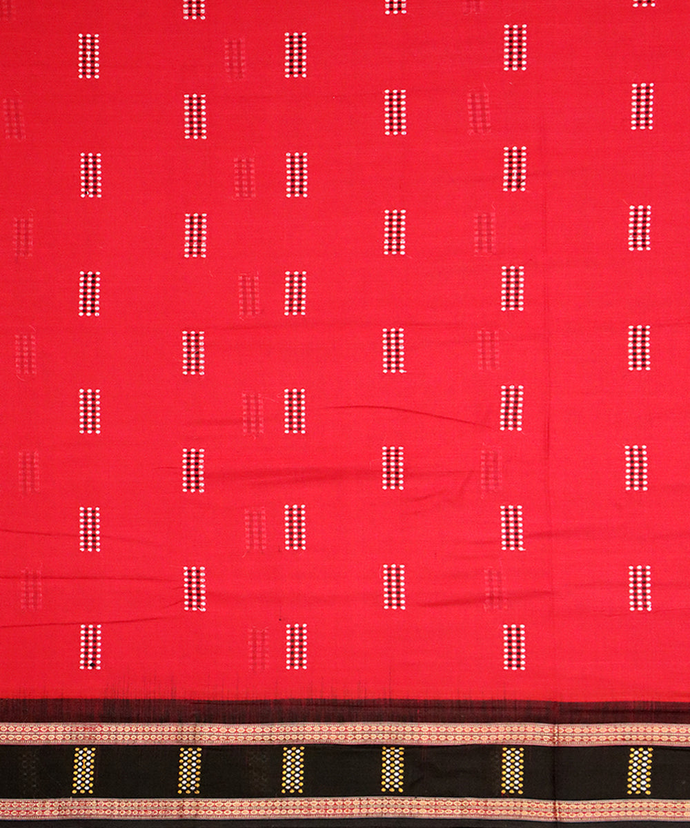 Red black handloom bomkai cotton saree