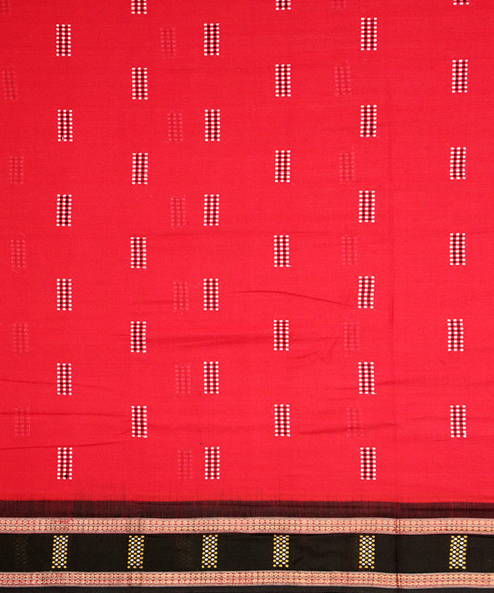 Red black handloom bomkai cotton saree