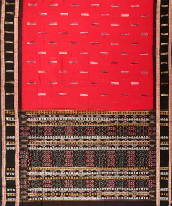 Red black handloom bomkai cotton saree