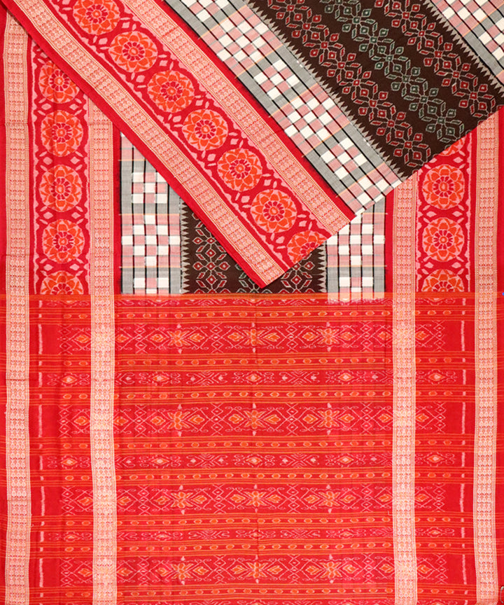 Multicolor red cotton handloom sambalpuri saree