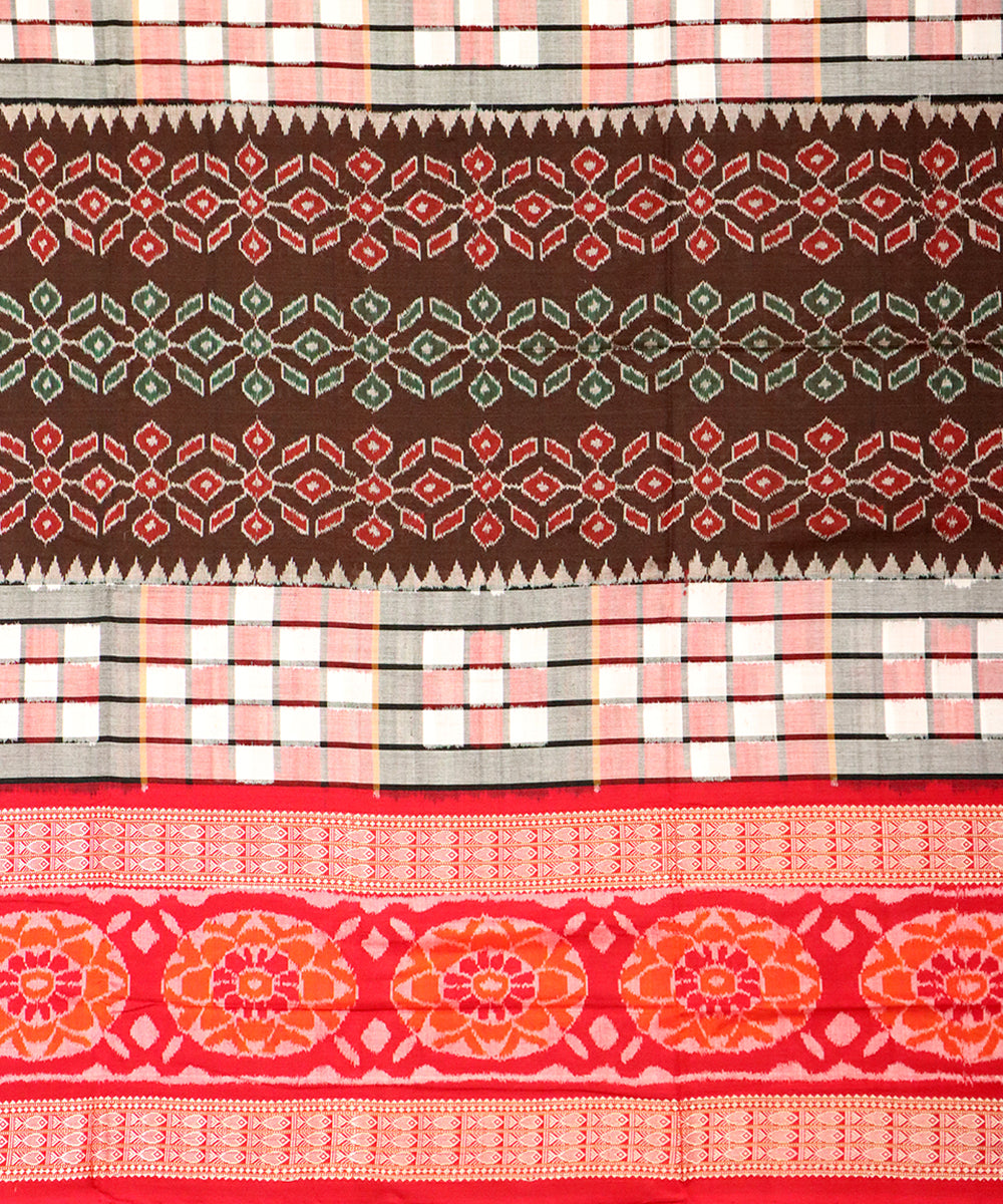 Multicolor red cotton handloom sambalpuri saree