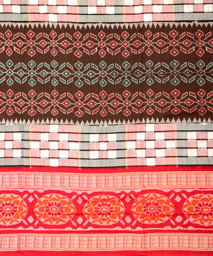 Multicolor red cotton handloom sambalpuri saree