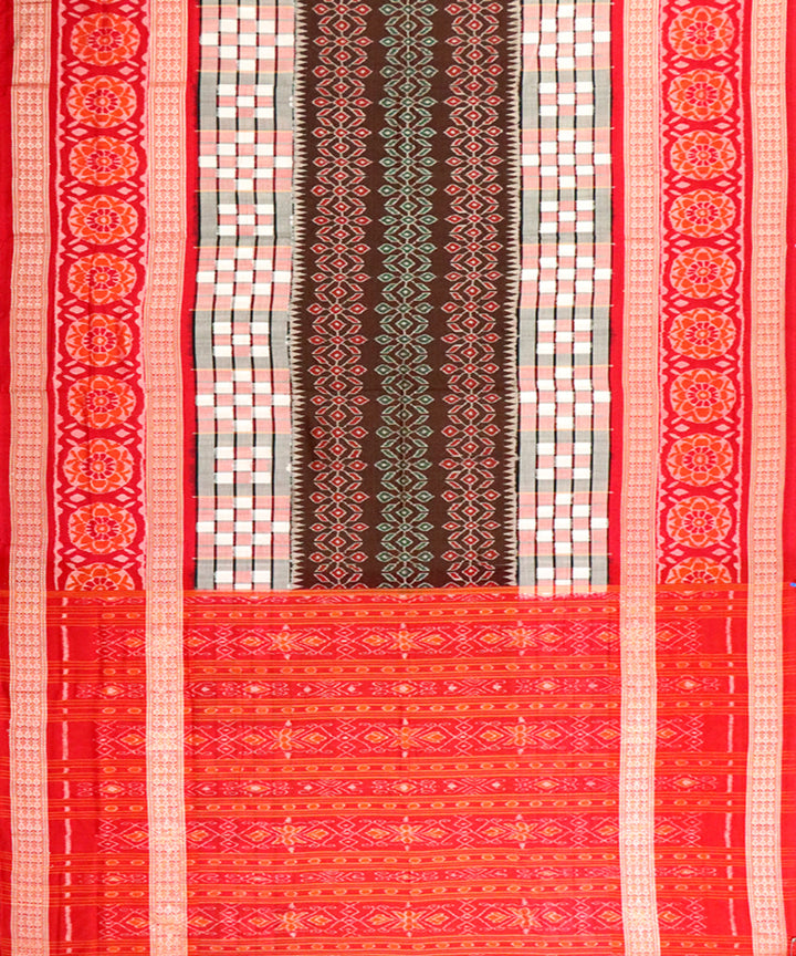 Multicolor red cotton handloom sambalpuri saree