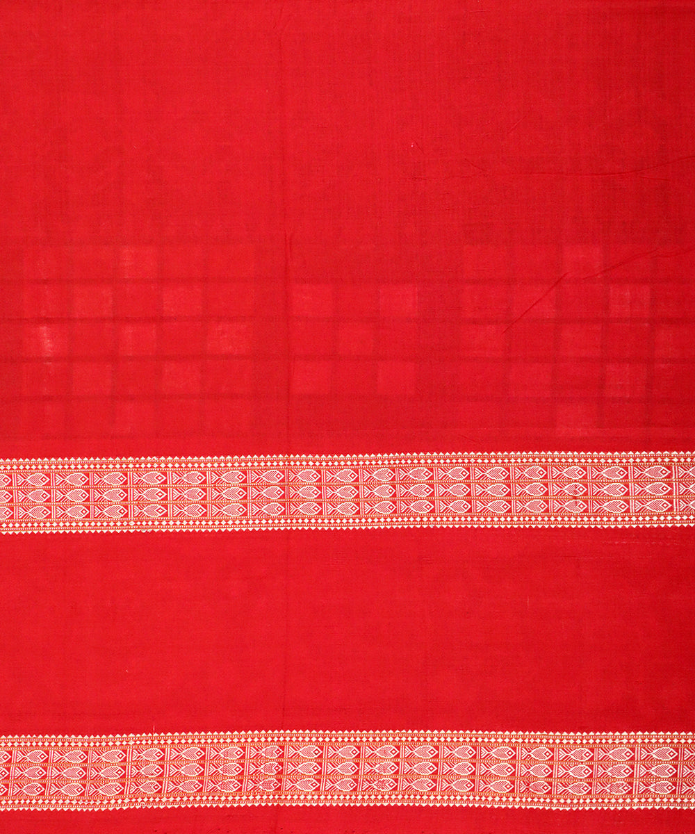 Multicolor red cotton handloom sambalpuri saree