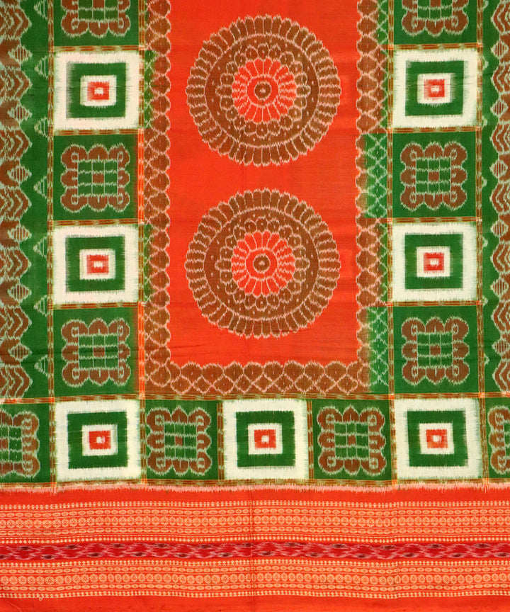 Green alloy orange cotton handloom sambalpuri saree