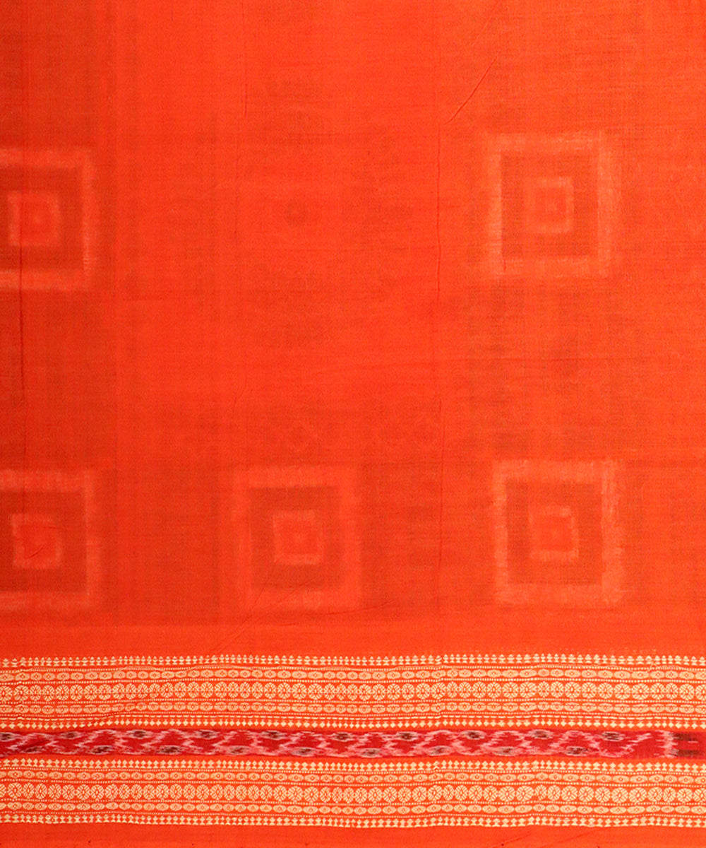 Green alloy orange cotton handloom sambalpuri saree