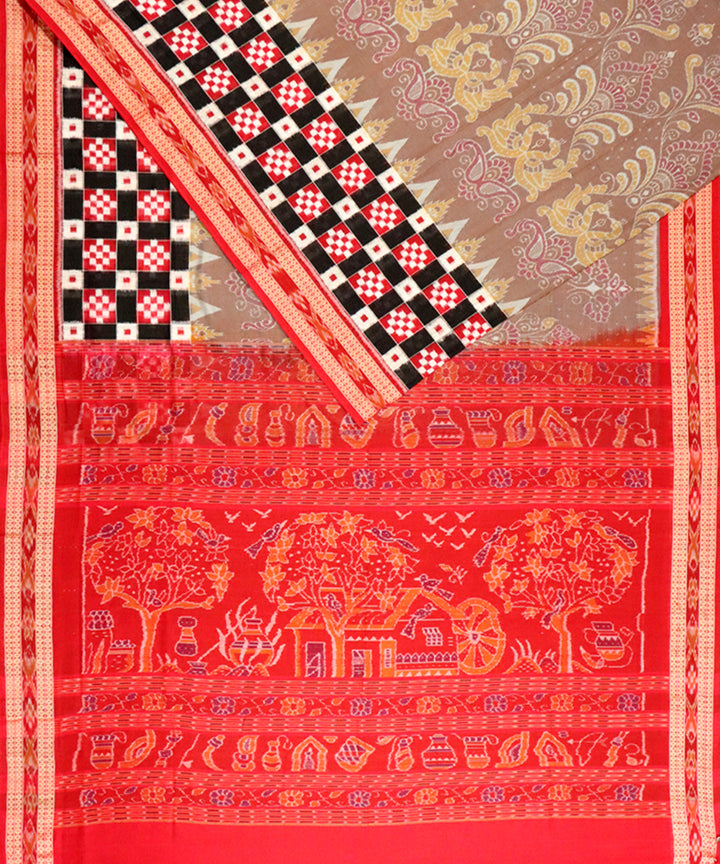 Bazaar red cotton handloom sambalpuri saree