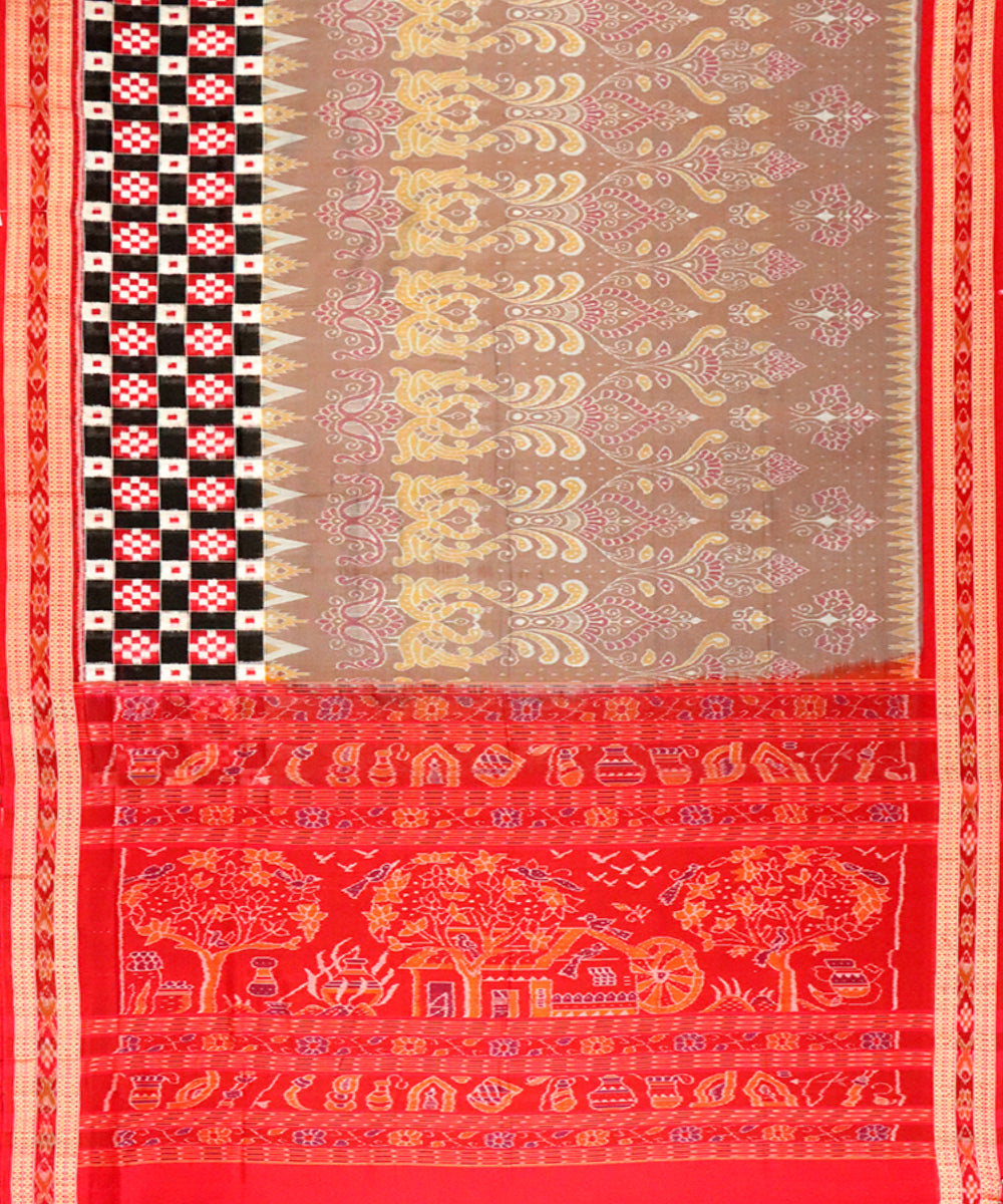 Bazaar red cotton handloom sambalpuri saree