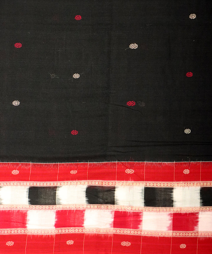 Black red cotton handloom bomkai saree