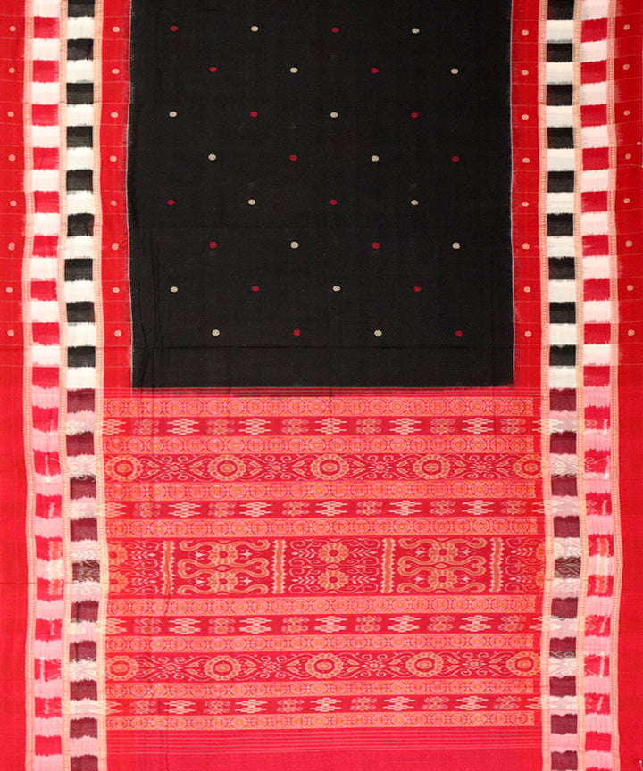Black red cotton handloom bomkai saree
