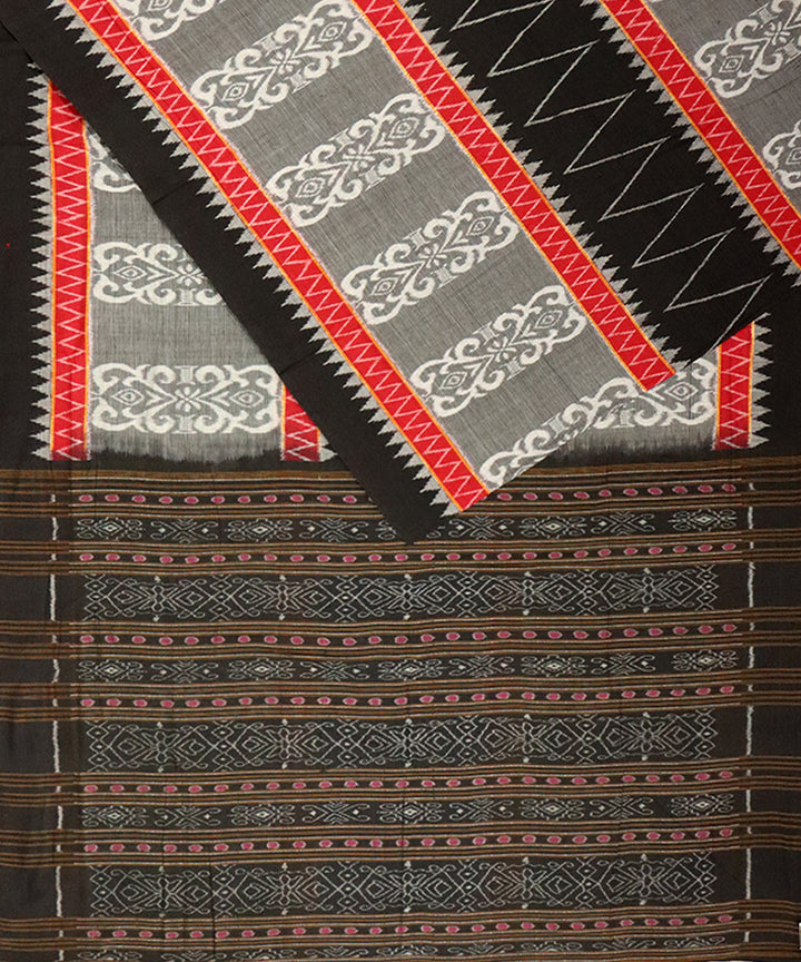 Grey black cotton handloom sambalpuri saree