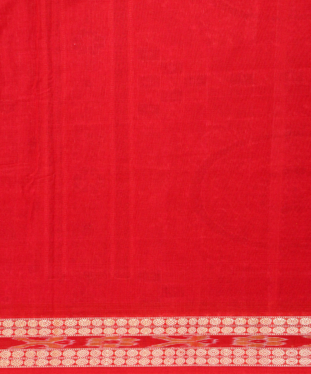 Yellow red cotton handloom bomkai saree