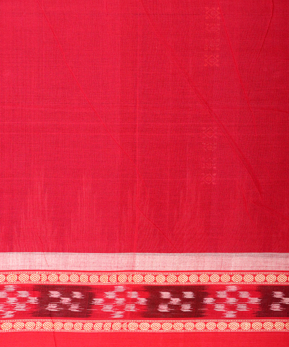 Navy blue red bomkai cotton handloom saree