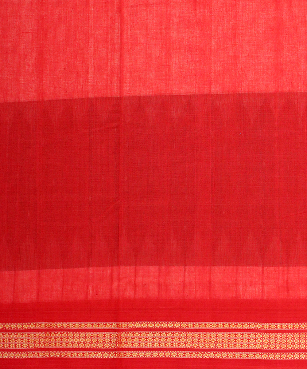 Light green offwhite red cotton handloom sambalpuri saree