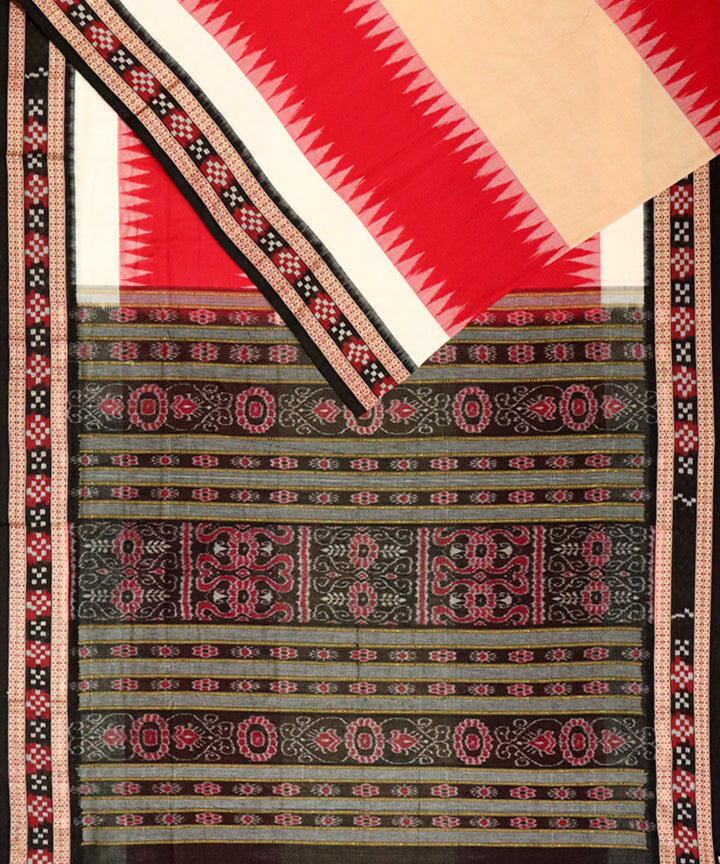 Red black cotton handloom bomkai saree