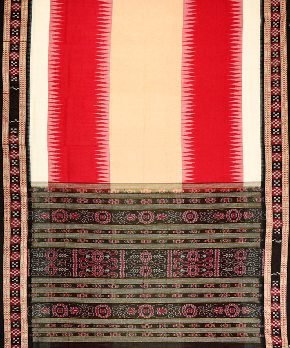 Red black cotton handloom bomkai saree