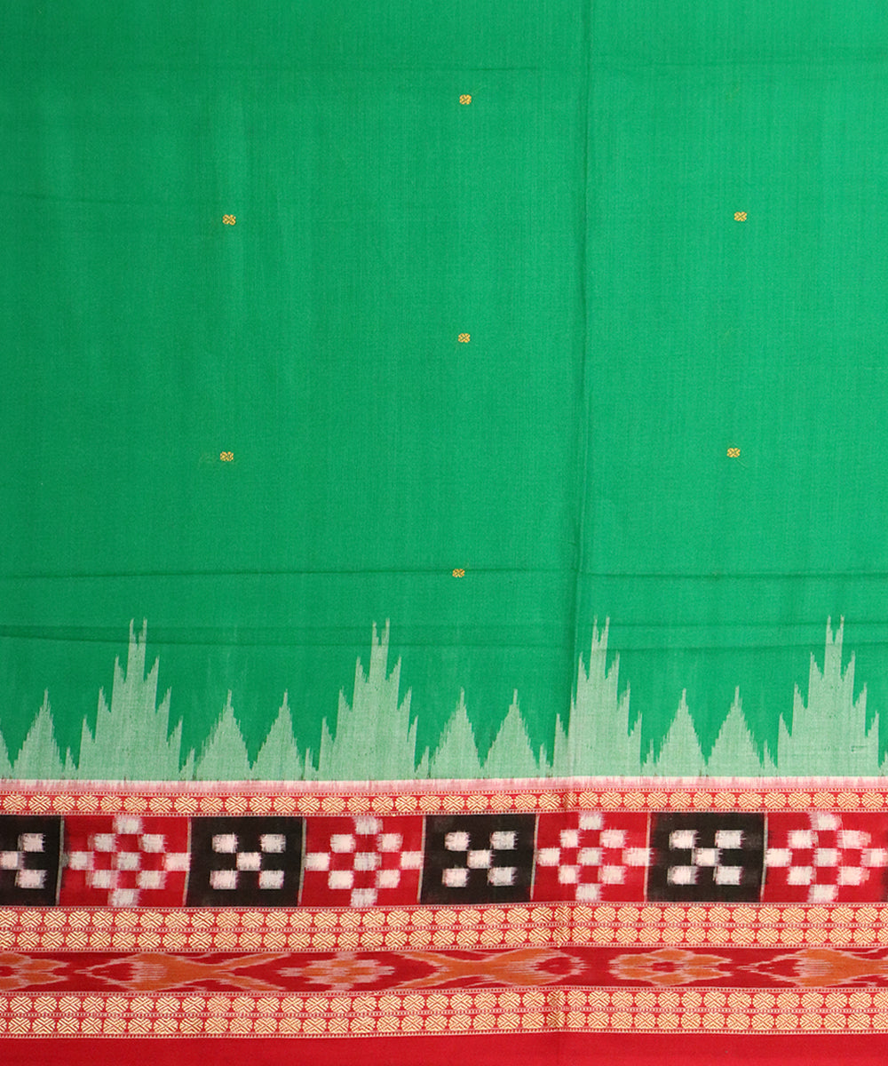 Light green red cotton handloom bomkai saree