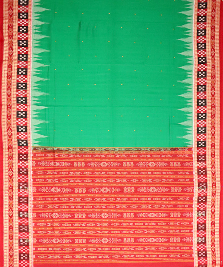 Light green red cotton handloom bomkai saree