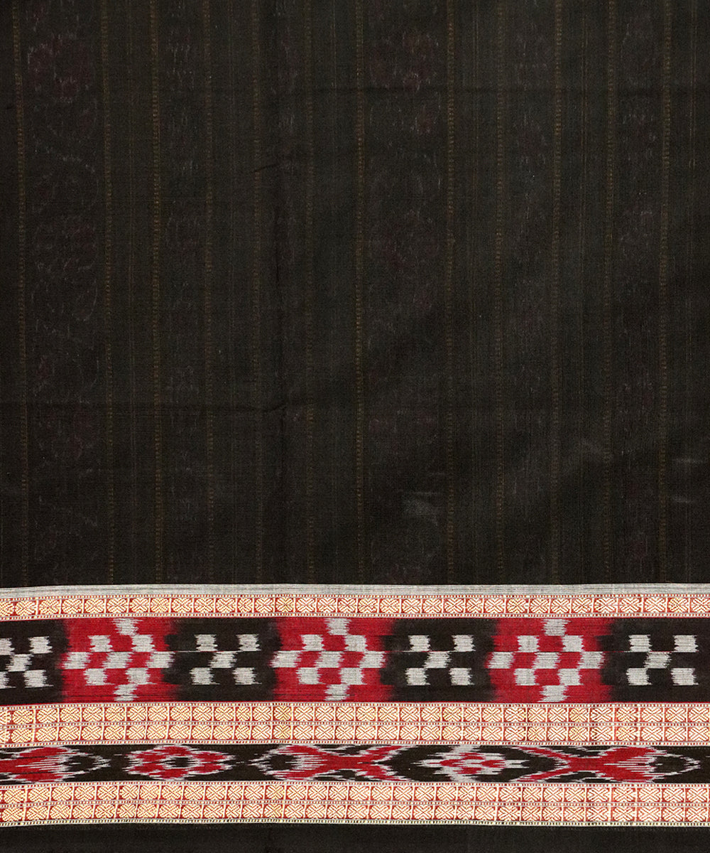 Maroon black bomkai cotton handloom saree