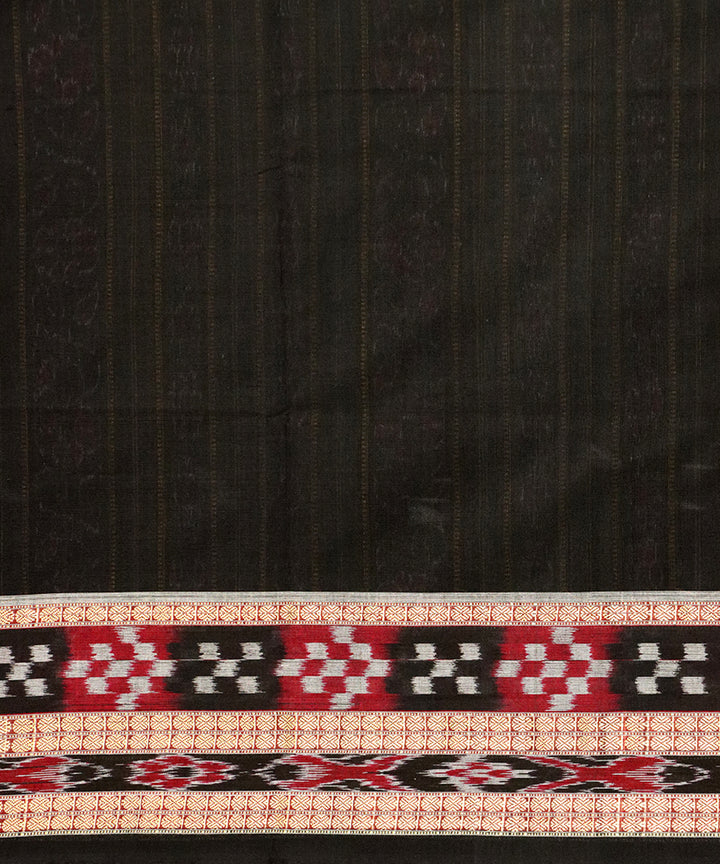 Maroon black bomkai cotton handloom saree