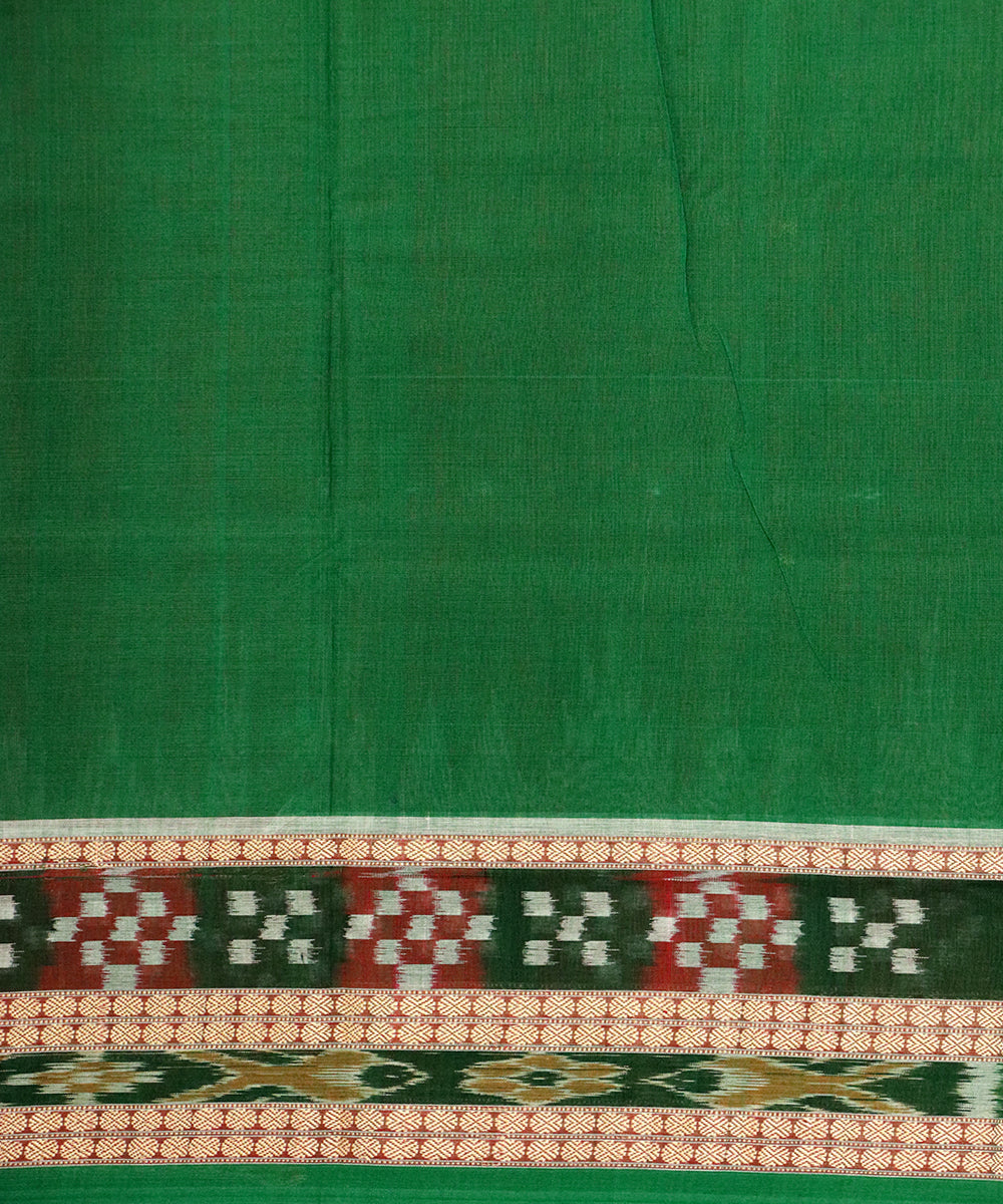 Red dark green cotton handloom bomkai saree