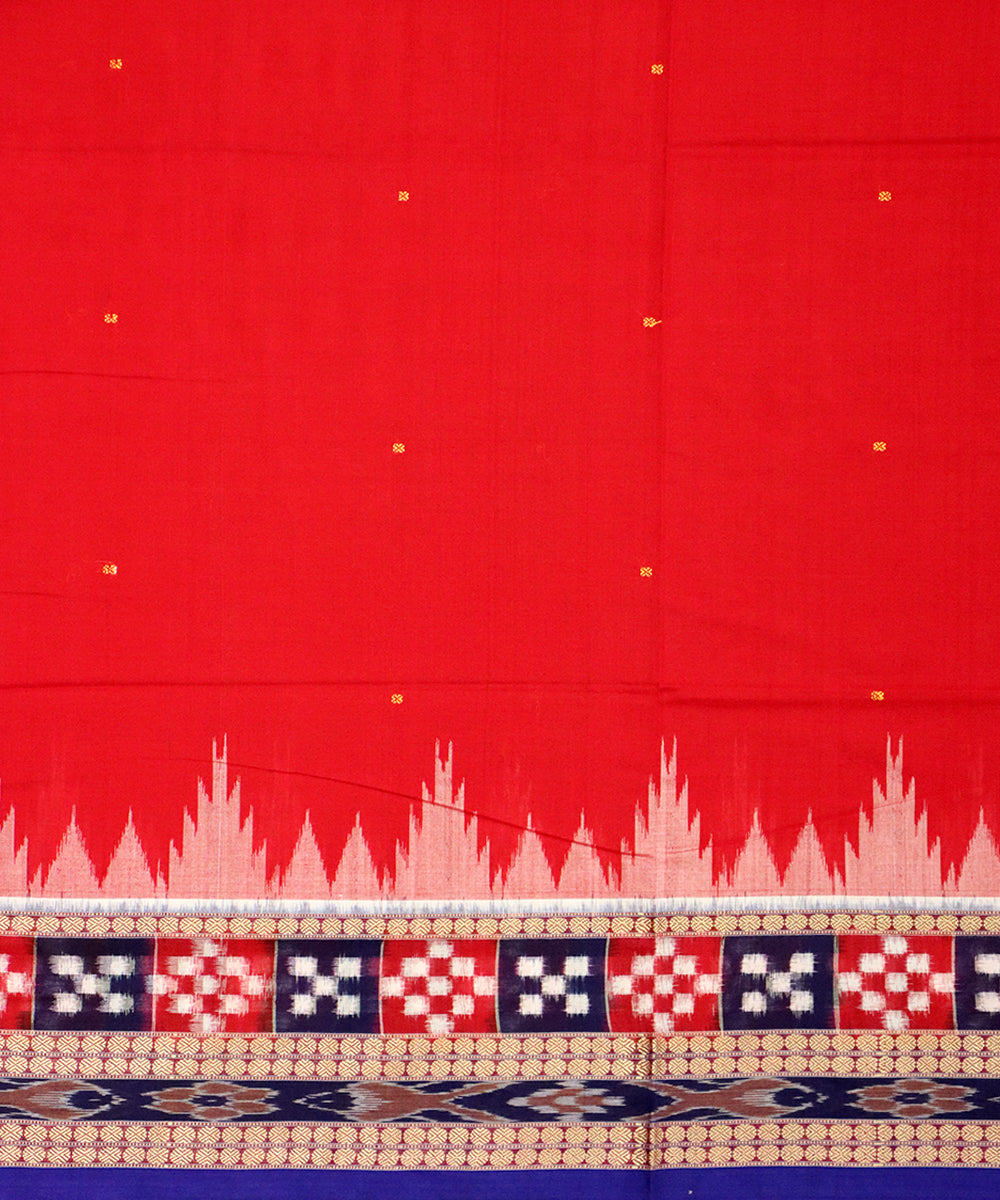 Red navy blue cotton handloom bomkai saree